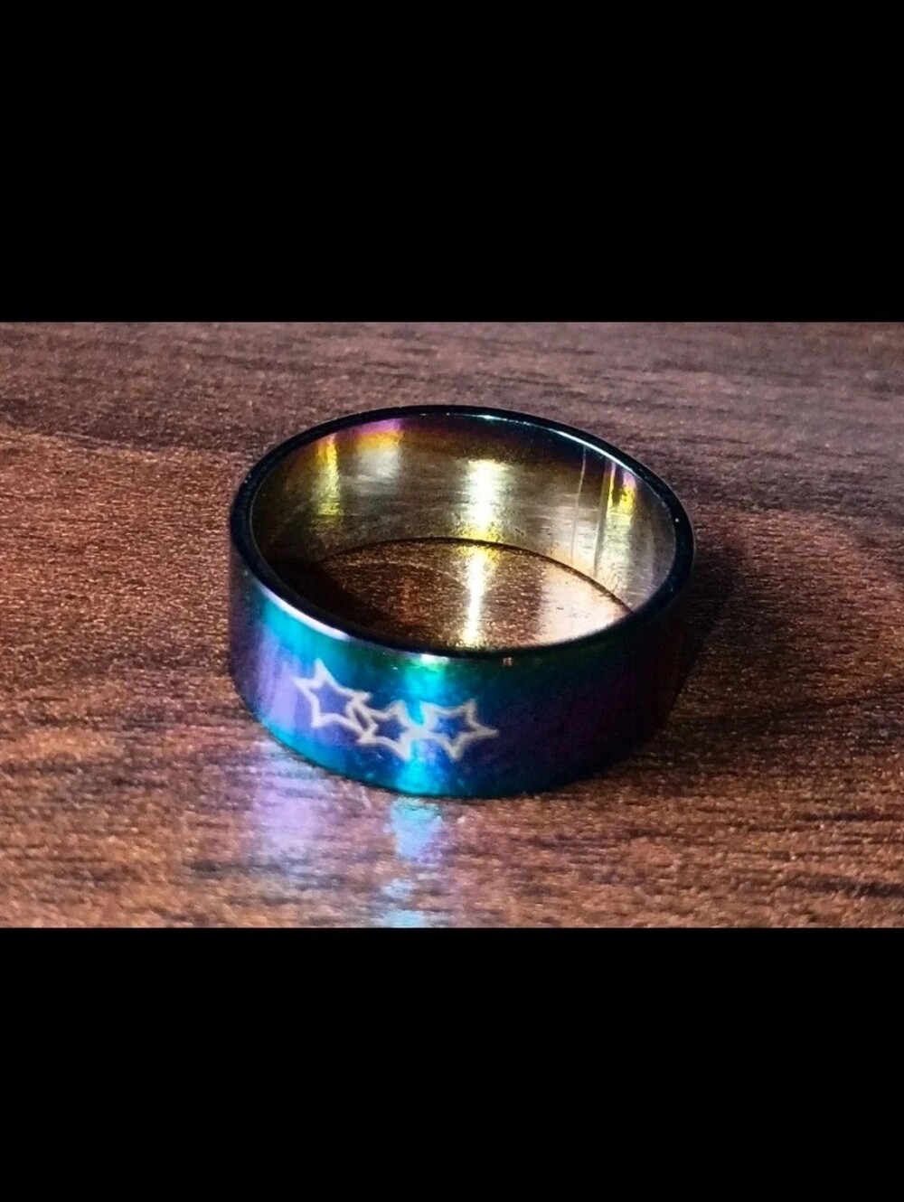Men’s Rainbow Iridescent Star Ring Stainless Steel Size 8